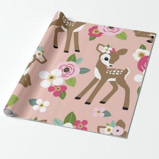 Seamless vintage pattern with cute vintage fawn on