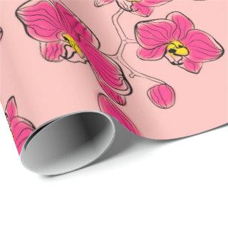 Seamless watercolor orchids phalaenopsis flowers b