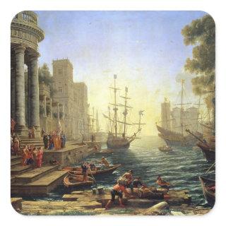 Seaport with the Embarkation of St. Ursula Square Sticker