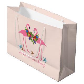 Seas and Greetings Festive Flamingo Couple Large Gift Bag