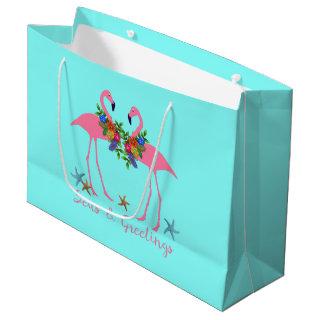 Seas and Greetings Flamingo Couple Aqua Large Gift Bag
