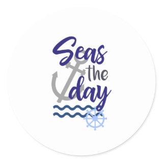 Seas the Day, Nautical Classic Round Sticker