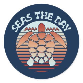 Seas The Day | Summer Vibes Turtle Classic Round Sticker