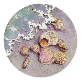 SEASHELLS by the SEA by SHARON SHARPE Classic Round Sticker