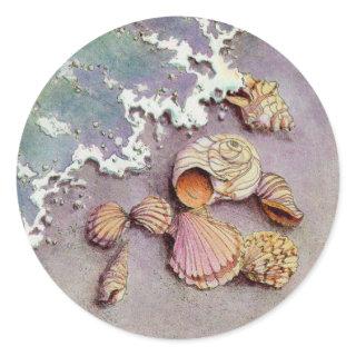 SEASHELLS by the SEA by SHARON SHARPE Classic Round Sticker