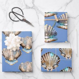 Seashells oyster pearl silver shine beach pattern  sheets