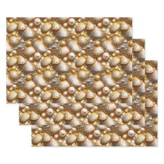 Seashells pearls gold pearl lustre clam shell  sheets