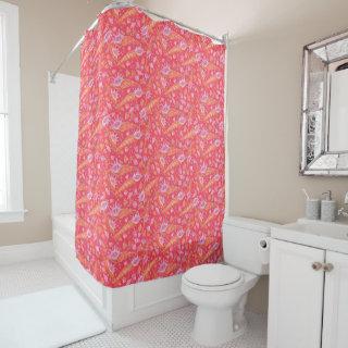 Seashells Sea Shells Mollusk Nautical Pattern Red Shower Curtain