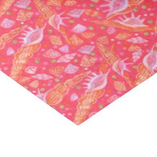 Seashells Sea Shells Mollusk Nautical Pattern Red Tissue Paper