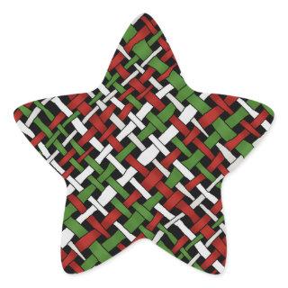 Seasonal Graphical Colorful Woven Burlap Star Sticker