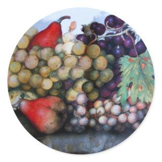 SEASON'S FRUITS 1 - GRAPES AND PEARS CLASSIC ROUND STICKER
