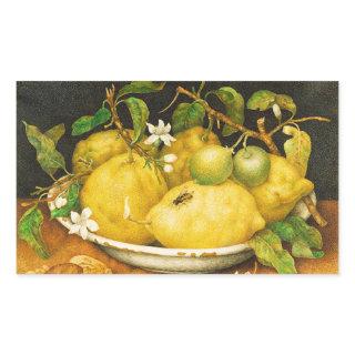 SEASON'S FRUITS LEMONS AND WHITE FLOWERS RECTANGULAR STICKER
