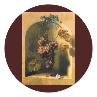 SEASON'S FRUITS -PROSPERITY HANGED GRAPES Rustic Classic Round Sticker