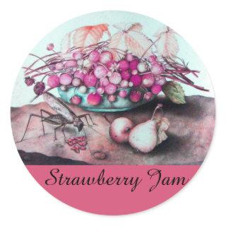 SEASON'S FRUITS ,STRAWBERRY Preserve,Jam, Canning Classic Round Sticker