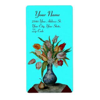SEASON'S FRUITS -TULIPS blue turquase Label