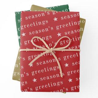 Season's Greetings Star Red Green Gold Christmas  Sheets