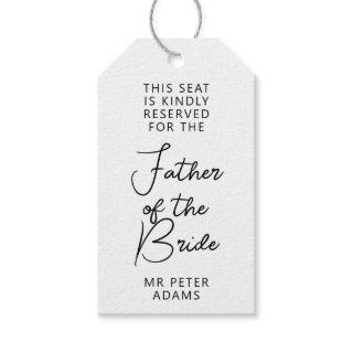 Seat Reserved For Father of The Bride Black White Gift Tags