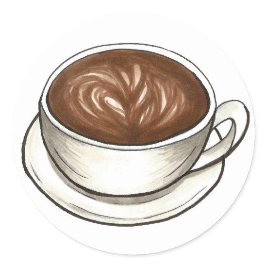 Seattle Latte Coffee Cup Latte Cappuccino Barista Classic Round Sticker