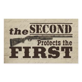 Second Amendment Protects First Amendment Rectangular Sticker
