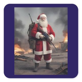 Second Amendment Santa Funny Christmas Square Sticker