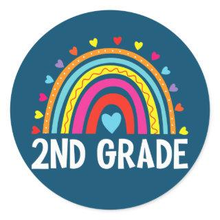 Second Grade Rainbow Back To School Team 2nd Classic Round Sticker