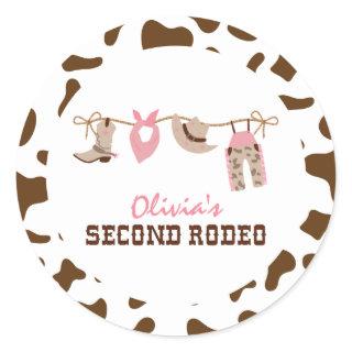 Second Rodeo Western Cowboy 2nd Birthday Classic Round Sticker