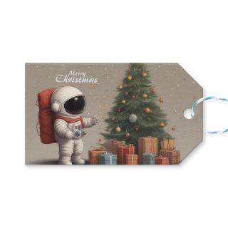 Secret Astronaut Santa Gifts under Christmas Tree Gift Tags
