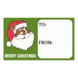 Secret Winking Black Santa Claus Gift Tag Sticker