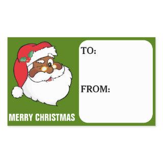 Secret Winking Black Santa Claus Gift Tag Sticker