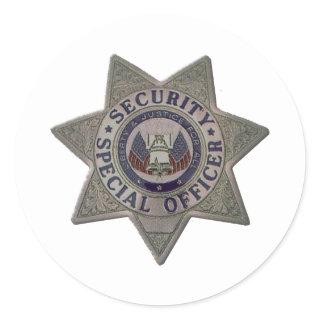 Security Special Officer Silver Classic Round Sticker
