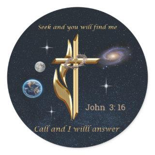 Seek and you will find me classic round sticker