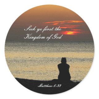 Seek First Kingdom of God, Matthew 6:33 Ocean Classic Round Sticker