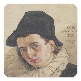 Self Portrait, 1591 Square Sticker