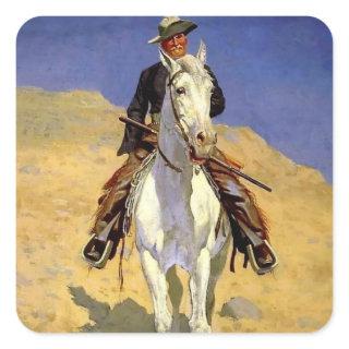 “Self Portrait on a Horse” by Frederic Remington Square Sticker