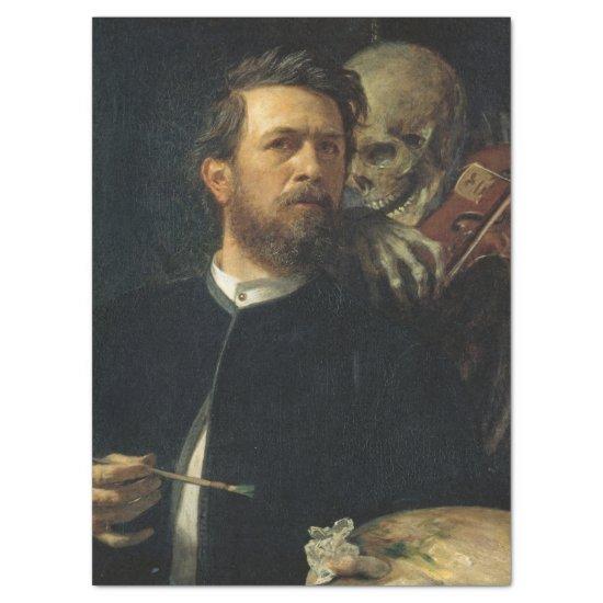 Self-Portrait With Death as a Fiddler (by Böcklin) Tissue Paper