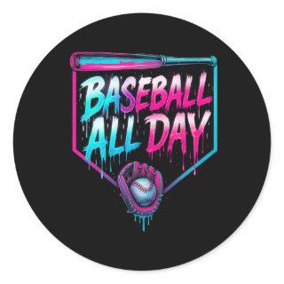 Sell All Day Ice Cream Dripping Sell Home Plate Dr Classic Round Sticker