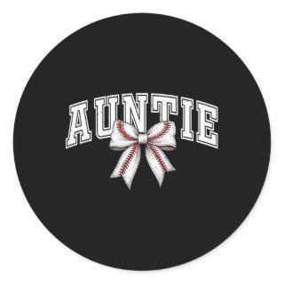 Sell Auntie Coquette Bow Game Day Mother's Day Aun Classic Round Sticker