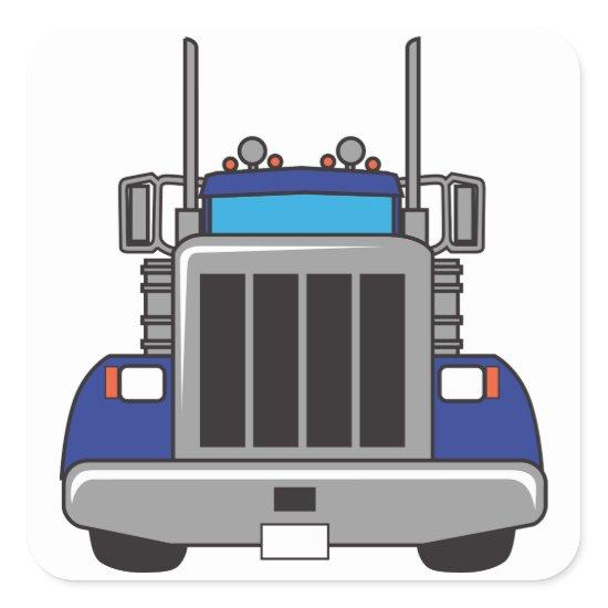 Semi Truck Front Square Sticker
