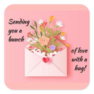 Send some love and a hug! square sticker