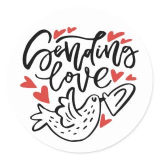 Sending Love Modern Calligraphy Valentine's Day Classic Round Sticker