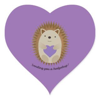 Sending You a Hedgehug Hedgehog Heart Sticker