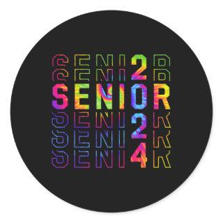 Senior 2024 Funny Tie-dye Class Of 2024 Graduation Classic Round Sticker
