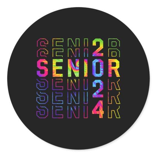 Senior 2024 Funny Tie-dye Class Of 2024 Graduation Classic Round Sticker