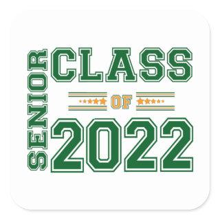 Senior Class of 2022 Green and Orange Square Sticker