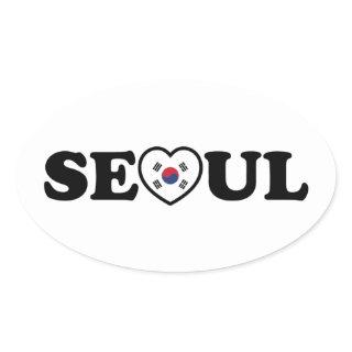 Seoul Love Heart Taegeukgi Flag Oval Sticker