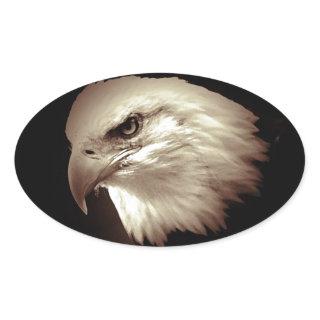 Sepia Bald Eagle Oval Sticker