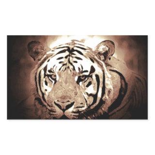 Sepia Tiger Rectangular Sticker