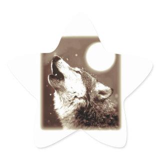 Sepia Wolf & Moon Star Sticker