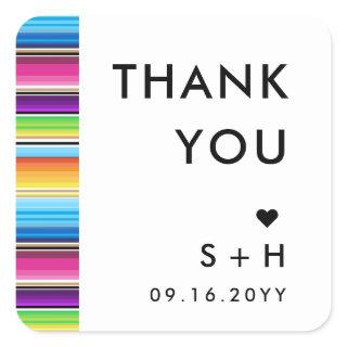 Serape Spring Stripes | Thank You Square Sticker