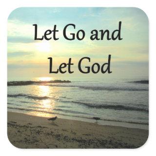 SERENE LET GO AND LET GOD OCEAN PHOTO SQUARE STICKER